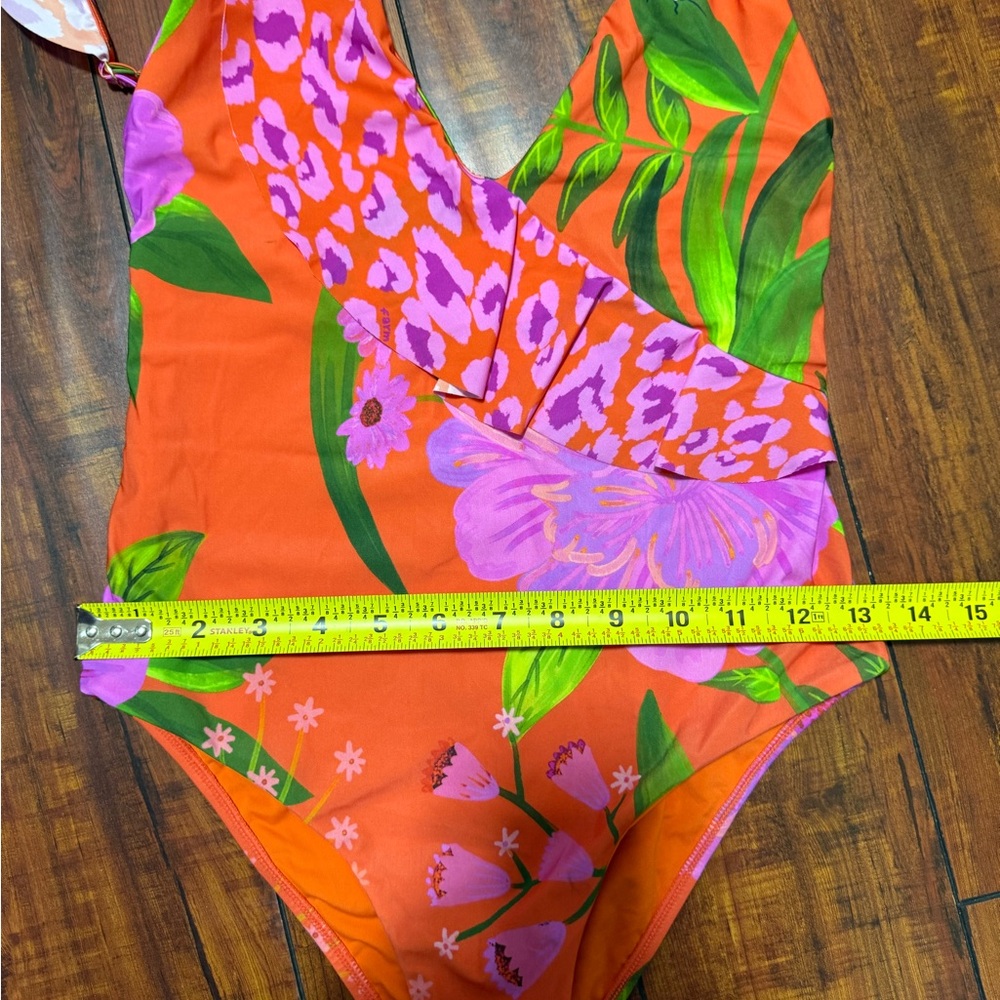 FARM Rio Orange One-Piece with Pink Floral Ruffle - Picture 10 of 10